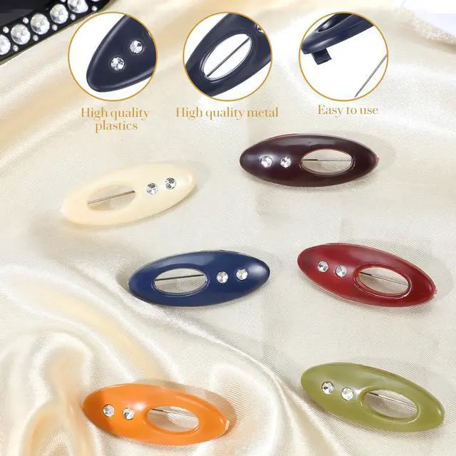 Alt view image 3 of 7 - 12pcs Hijab Pins for Women - Multicolored Rhinestone & ABS Shawl Pin, Plastic Cover Hijab Fashion Brooches and Pins, Colorful Scarf Safety Plastic Cover Pin