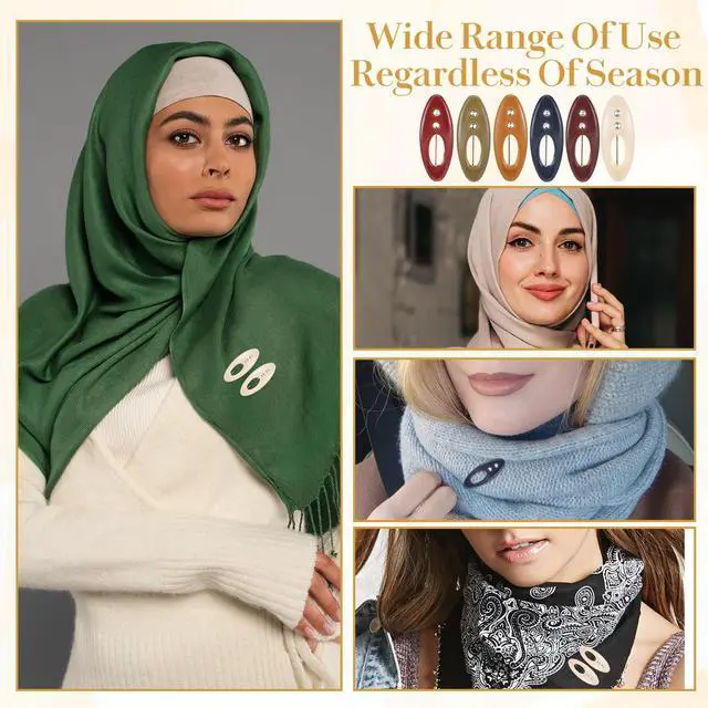 Alt view image 4 of 7 - 12pcs Hijab Pins for Women - Multicolored Rhinestone & ABS Shawl Pin, Plastic Cover Hijab Fashion Brooches and Pins, Colorful Scarf Safety Plastic Cover Pin