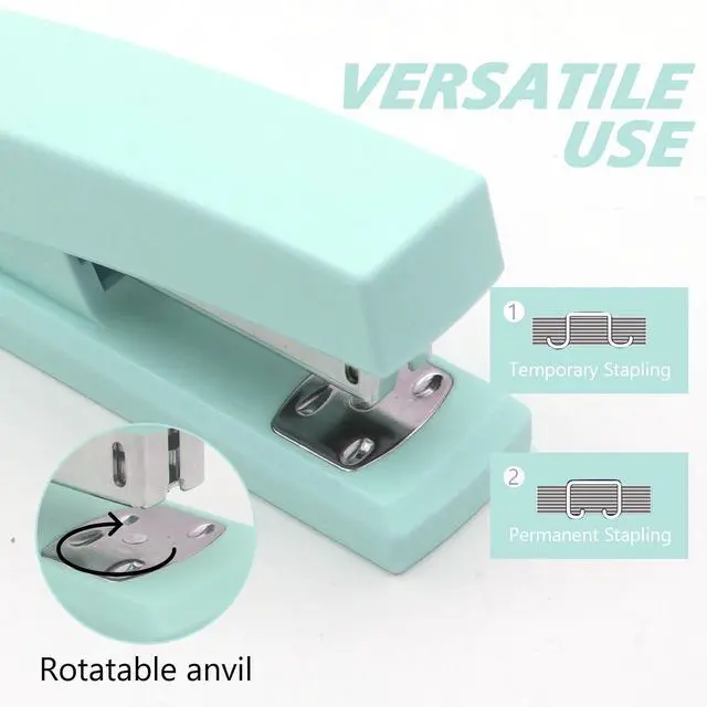 Alt view image 3 of 5 - Green Desk Stapler Set with Staples and Staple Remover for Office, 2Pack | 25-Sheet Capacity Staplers for Desk with 4000 Staples and 2 Staple Removers, Green Office Supplies for Students