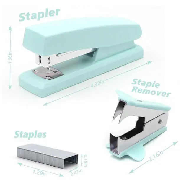Alt view image 2 of 5 - Green Desk Stapler Set with Staples and Staple Remover for Office, 2Pack | 25-Sheet Capacity Staplers for Desk with 4000 Staples and 2 Staple Removers, Green Office Supplies for Students