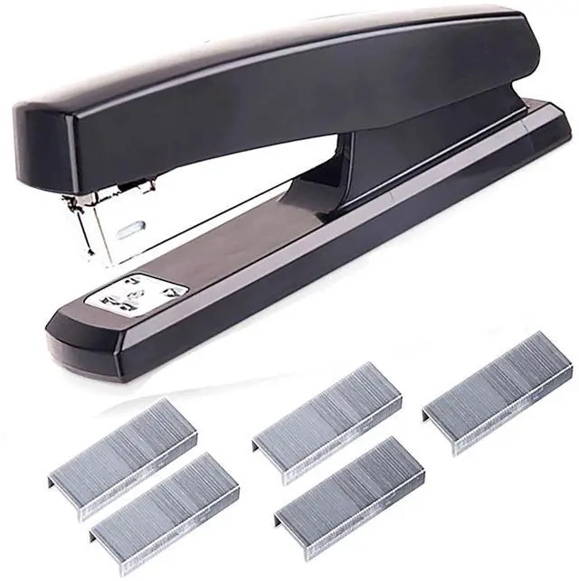 Main image of Labor Saving Black Desktop Staple, 4.8 Inch Stapler with 500 Pcs No.12 Staples for 20 Sheets Capacity (Black)