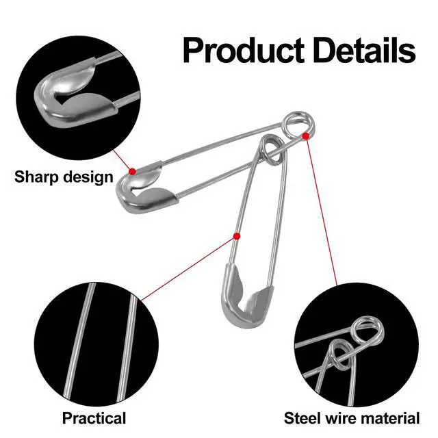 Alt view image 4 of 5 - Small Safety Pins, 0.72 Inch / 18 mm, 120 Pcs, Silver | Metal, For Clothes, Crafts, Sewing, Jewelry Making