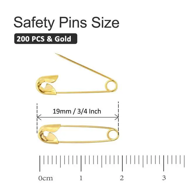 Alt view image 5 of 7 - 200 PCS 3/4" / 19mm Gold Safety Pins, Sharp for Sewing Crafts Tags | Gold-Plated Rust-Proof, Sharp Tip Easy Piercing, Secure Buckle, For Clothing Tags Sewing Jewelry DIY