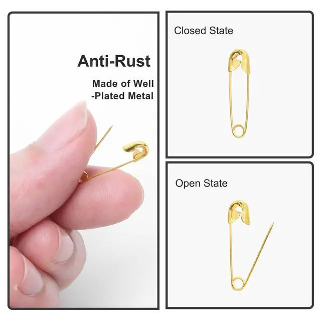 Alt view image 3 of 7 - 200 PCS 3/4" / 19mm Gold Safety Pins, Sharp for Sewing Crafts Tags | Gold-Plated Rust-Proof, Sharp Tip Easy Piercing, Secure Buckle, For Clothing Tags Sewing Jewelry DIY