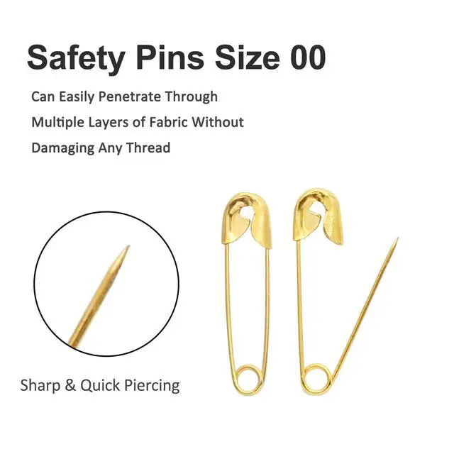 Alt view image 4 of 7 - 200 PCS 3/4" / 19mm Gold Safety Pins, Sharp for Sewing Crafts Tags | Gold-Plated Rust-Proof, Sharp Tip Easy Piercing, Secure Buckle, For Clothing Tags Sewing Jewelry DIY