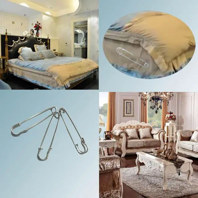 Alt view image 5 of 6 - 20PCS Large Safety Pins, 4Inch and 3Inch Heavy Duty Safety Pins,Silver | For Fashion,Sewing,Upholstery,Blankets,Clothes,Skirts,Laundry,Diapers,Leather Canvas,DIY craft projects Secure Fastening