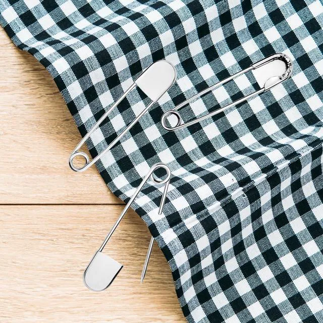 Alt view image 4 of 7 - 2 Pcs 5 Inch Stainless Steel Safety Pins, Large Safety Pins Heavy Duty for Thick Fabric, Sewing, Craft, Outdoor (2, Silver)