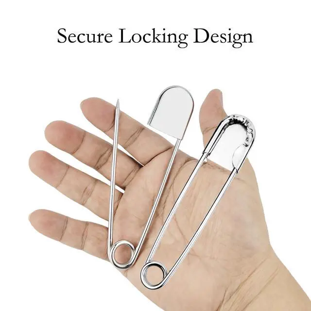 Alt view image 6 of 7 - 2 Pcs 5 Inch Stainless Steel Safety Pins, Large Safety Pins Heavy Duty for Thick Fabric, Sewing, Craft, Outdoor (2, Silver)