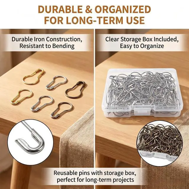 Alt view image 6 of 7 - 200 Pack Mini Bulb Safety Pins, 0.87 Inch Metal Gourd Pin, Small Calabash Pins for Knitting Stitch Markers, Clothing Tags, DIY Jewelry, Crafts, Wedding Invitations(Silver)