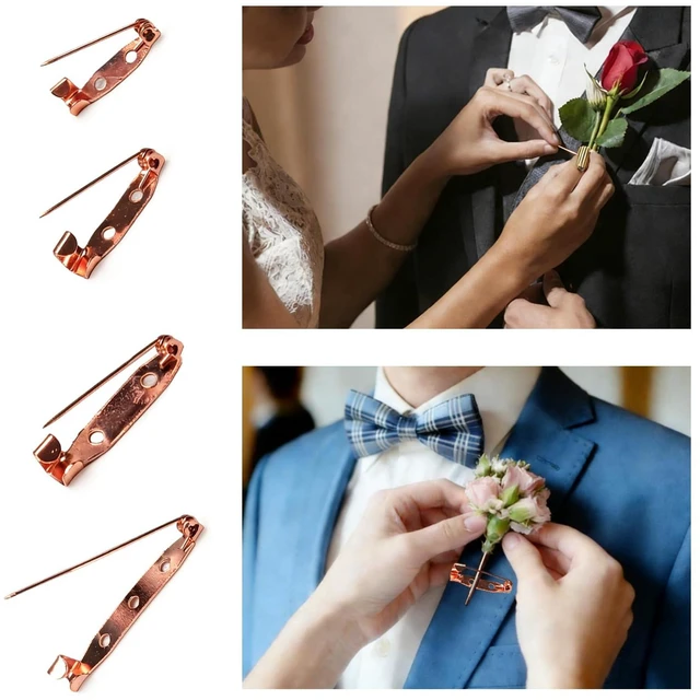 Alt view image 2 of 7 - 30 Pcs Rose Gold Brooch Pins, 4 Sizes Safety Pins for DIY Crafts, Boutonnieres, Badges, Name Tags and Jewelry Making (30, Rose Gold, Mixed Sizes)
