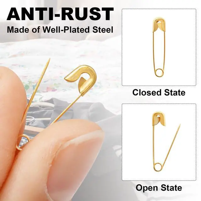 Alt view image 2 of 7 - 120 PCS 19mm Gold Safety Pins Size 00, Sharp for Sewing Tags | Plated Metal Rust-Proof, Sharp Tip Easy Piercing, Secure Buckle, For Clothing Tags Jewelry Sewing DIY