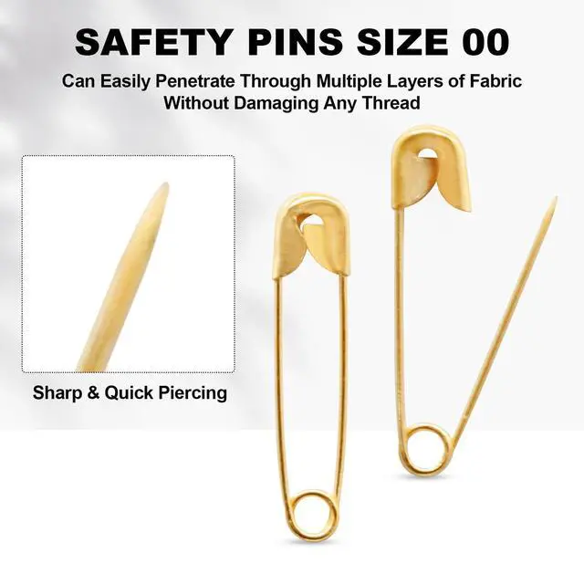 Alt view image 3 of 7 - 120 PCS 19mm Gold Safety Pins Size 00, Sharp for Sewing Tags | Plated Metal Rust-Proof, Sharp Tip Easy Piercing, Secure Buckle, For Clothing Tags Jewelry Sewing DIY