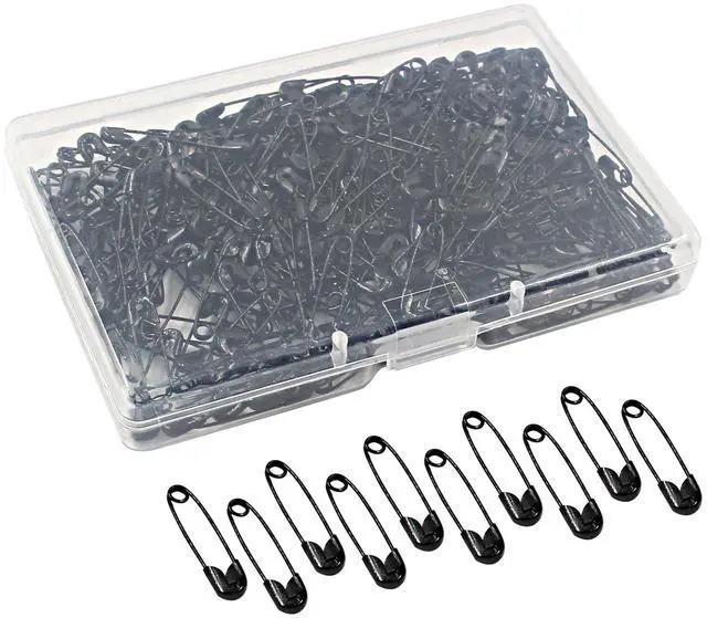 Main image of Black Safety Pins, 250Pcs, 0.75inch / 19mm | Mini Safety Pins Bulk, Small Safety Pins, Convenient Box, For Clothes Home Office