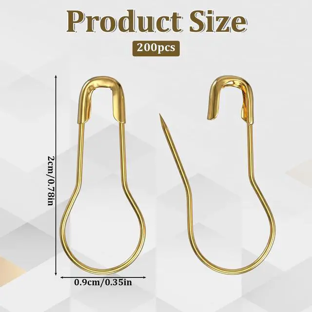 Alt view image 2 of 7 - Gold Safety Pins, 200 Pcs 0.8 Inch Gold Bulb Pins Gourd Mini Pins | Small Safety Gourd Metal Stitch Markers for Clothes Tags Knitting Hand Sewing DIY Craft Projects and Home Use