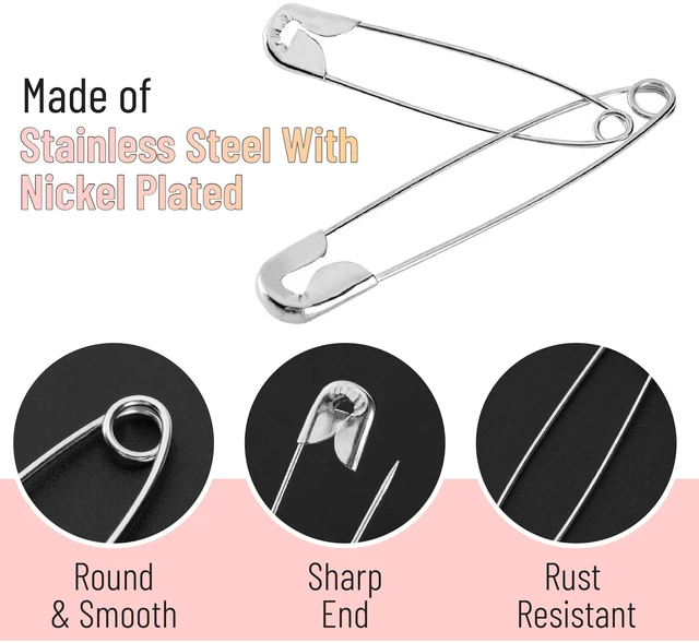 Alt view image 4 of 7 - Safety Pins Assorted, 400 Pack, 5 Different Sizes, Silver