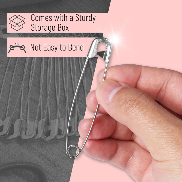 Alt view image 6 of 7 - Safety Pins Assorted, 400 Pack, 5 Different Sizes, Silver