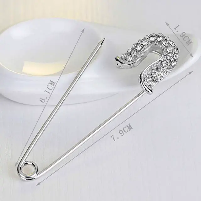 Alt view image 2 of 7 - 4 Pieces Alloy Crystal Safety Pins Jewelry Brooch Pins for Scarves Sweater Shawl Cardigan