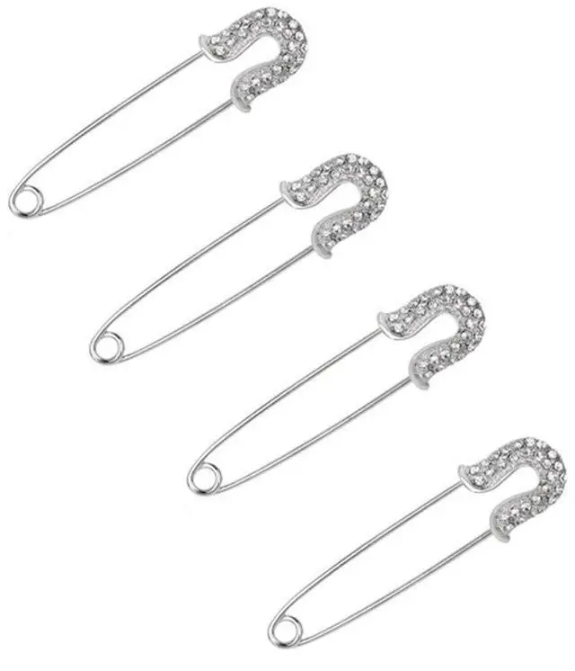 Main image of 4 Pieces Alloy Crystal Safety Pins Jewelry Brooch Pins for Scarves Sweater Shawl Cardigan