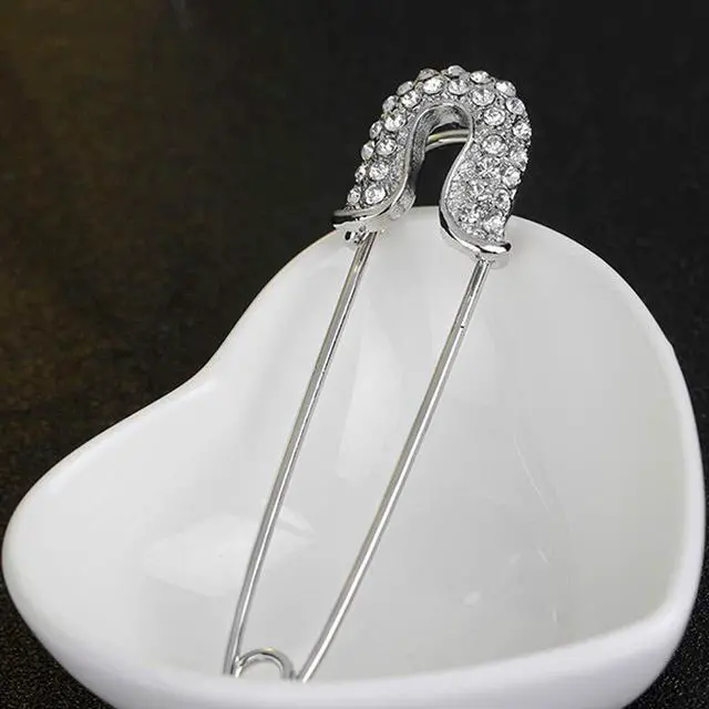 Alt view image 4 of 7 - 4 Pieces Alloy Crystal Safety Pins Jewelry Brooch Pins for Scarves Sweater Shawl Cardigan