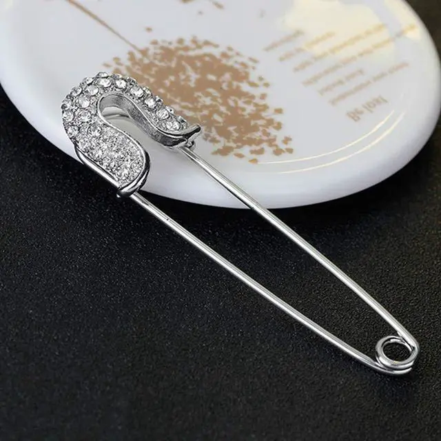 Alt view image 5 of 7 - 4 Pieces Alloy Crystal Safety Pins Jewelry Brooch Pins for Scarves Sweater Shawl Cardigan