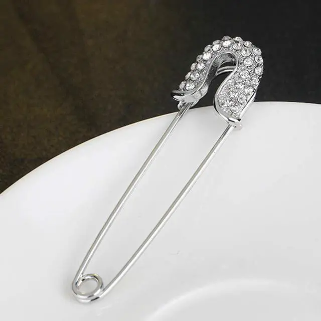 Alt view image 7 of 7 - 4 Pieces Alloy Crystal Safety Pins Jewelry Brooch Pins for Scarves Sweater Shawl Cardigan