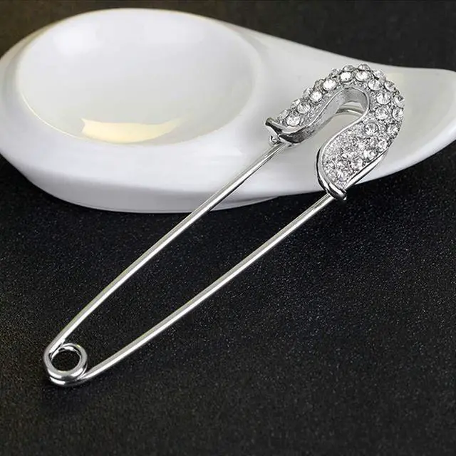 Alt view image 6 of 7 - 4 Pieces Alloy Crystal Safety Pins Jewelry Brooch Pins for Scarves Sweater Shawl Cardigan