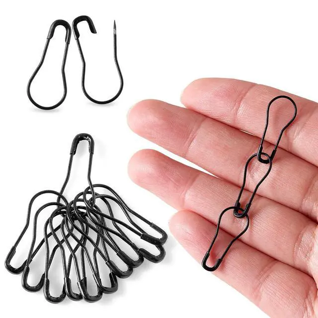 Alt view image 4 of 6 - Black Bulb Pins 0.8" Safety Bulb Pin,Gourd Safety Pin Metal Calabash Clothing Tag Pins for Knitting and DIY Project Craft Project,Home Accessories 200pcs