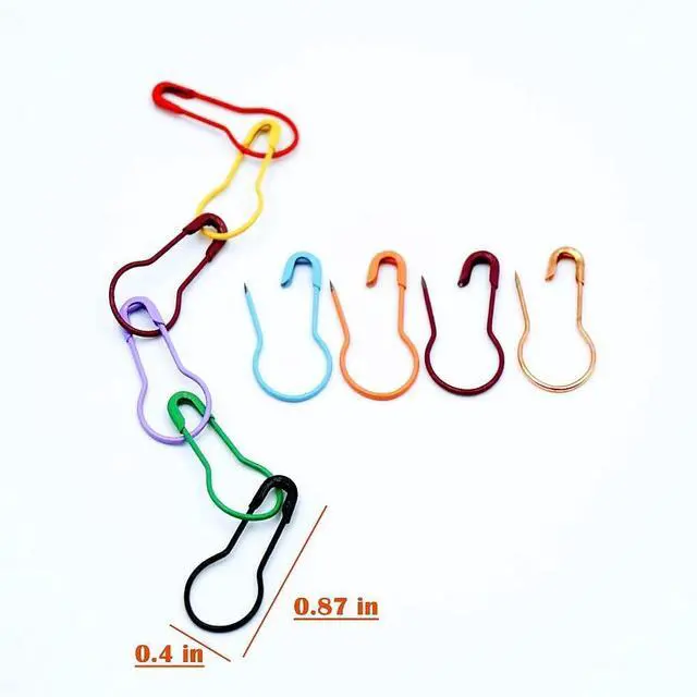 Alt view image 3 of 4 - 100 Pieces Safety Pins, Bulb Stitch Markers 10 Colors Assorted Metal Calabash Pins Pear Shape Knitting Pins for Crocheting Clothing Tag DIY Craft Project with Storage Box