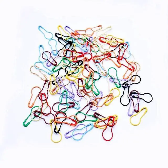 Alt view image 4 of 4 - 100 Pieces Safety Pins, Bulb Stitch Markers 10 Colors Assorted Metal Calabash Pins Pear Shape Knitting Pins for Crocheting Clothing Tag DIY Craft Project with Storage Box