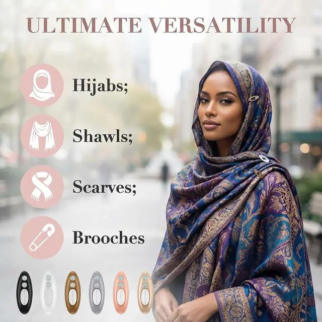 Alt view image 6 of 6 - 12Pcs Rhinestone Hijab Pins for Women - Sparkling Colorful Plastic Scarf Clips, Non-Slip Rustproof Safety Pins for Shawls & Hijabs