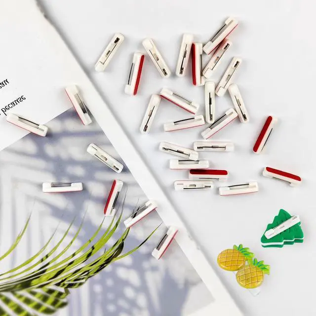 Alt view image 5 of 7 - 30 Pcs White Safety Pins, Badge Pins with Sticky Strips for Name Tag ID Card Badge and DIY Crafts (0.86 Inch)