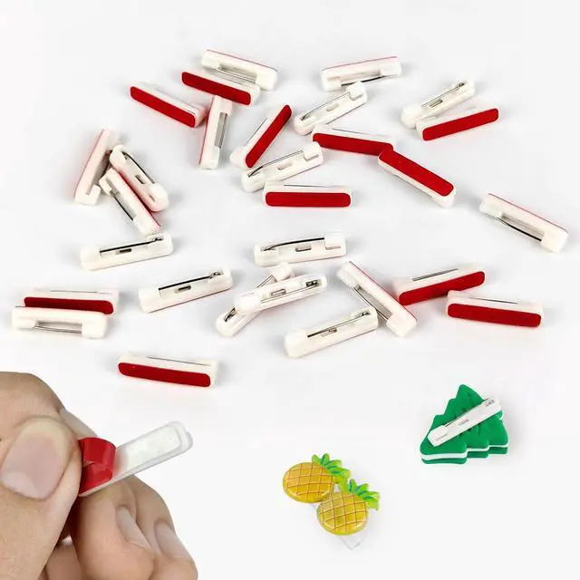 Alt view image 6 of 7 - 30 Pcs White Safety Pins, Badge Pins with Sticky Strips for Name Tag ID Card Badge and DIY Crafts (0.86 Inch)