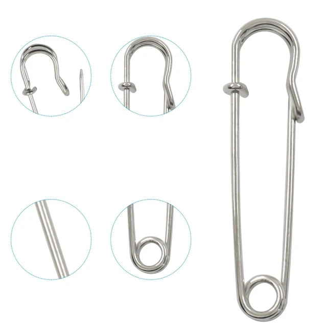 Alt view image 3 of 5 - 2 Inch Safety Pins 20 Pcs, Thick Metal for Clothing Craft, Silver | Thick Metal Wire For Firm Hold, Lock Clasp Prevents Opening, Sharp Points For Thick Fabric, Good For Mending And DIY