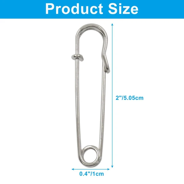 Alt view image 2 of 5 - 2 Inch Safety Pins 20 Pcs, Thick Metal for Clothing Craft, Silver | Thick Metal Wire For Firm Hold, Lock Clasp Prevents Opening, Sharp Points For Thick Fabric, Good For Mending And DIY