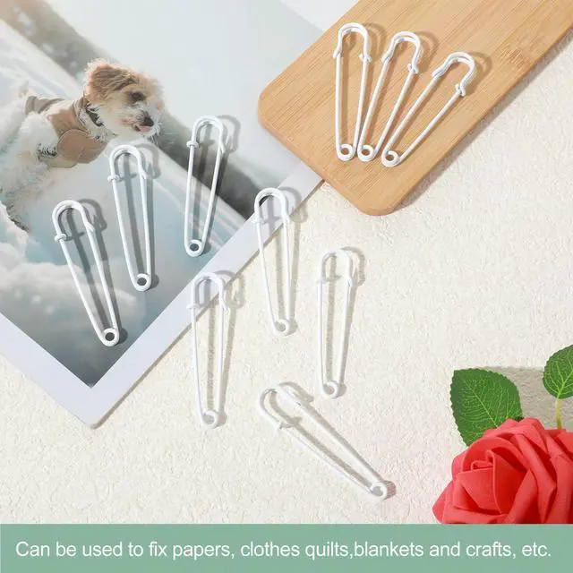 Alt view image 5 of 7 - 10Pcs White Safety Pins, 2.5 Inch Metal Heavy Duty Pins | Large Pin for Clothes Sewing, Hat Sweater Decor, DIY Art Craft, Handmade Paper Work