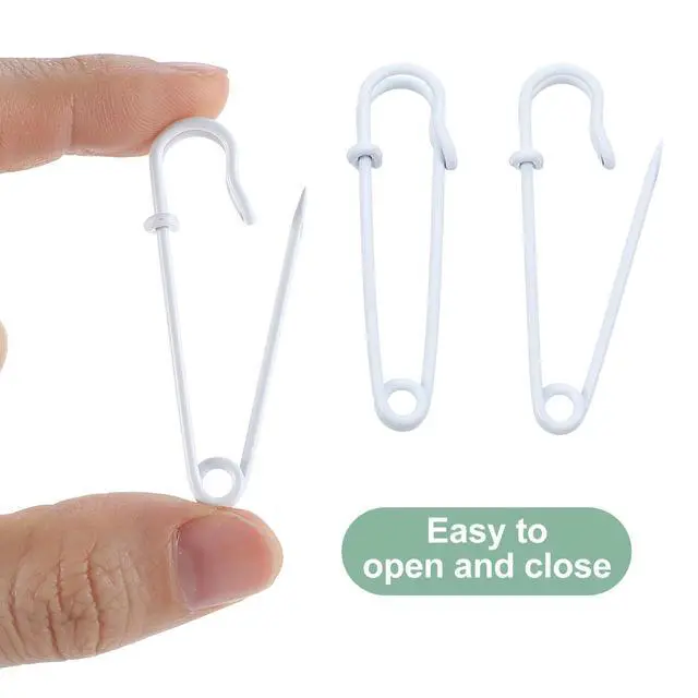 Alt view image 4 of 7 - 10Pcs White Safety Pins, 2.5 Inch Metal Heavy Duty Pins | Large Pin for Clothes Sewing, Hat Sweater Decor, DIY Art Craft, Handmade Paper Work