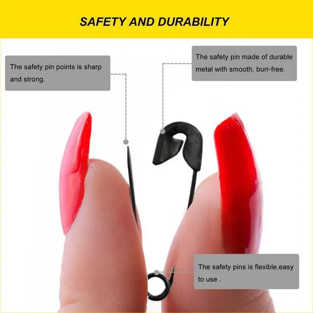 Alt view image 3 of 7 - Black Safety Pins,Small Safety Pins for Clothes,19mm/0.75 Inch Metal Mini Saftey Pin Bulk for Art Crafting Sewing Jewelry Making (120Pcs/Box)