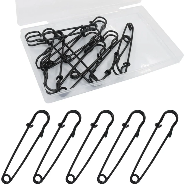 Main image of 10 Pack 3 Inch Large Heavy Duty Black Safety Pins | For Clothes, For Blankets, For Crafts