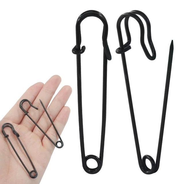 Alt view image 4 of 5 - 10 Pack 3 Inch Large Heavy Duty Black Safety Pins | For Clothes, For Blankets, For Crafts
