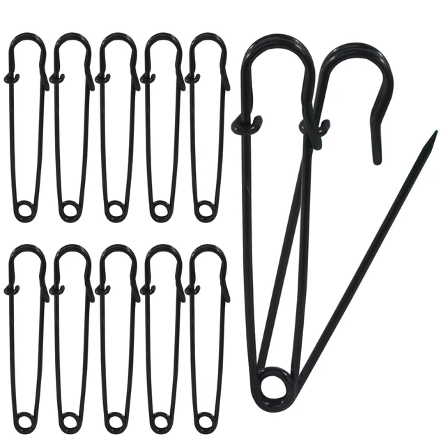 Alt view image 5 of 5 - 10 Pack 3 Inch Large Heavy Duty Black Safety Pins | For Clothes, For Blankets, For Crafts