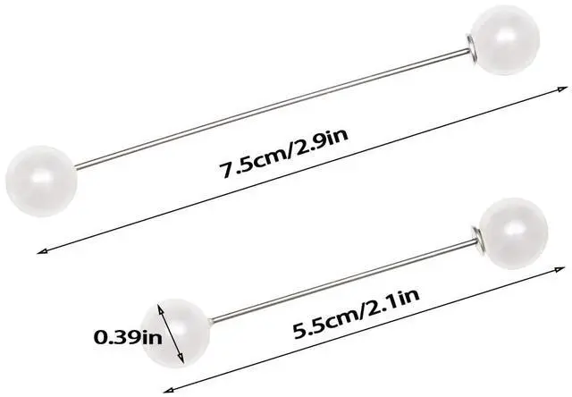Alt view image 2 of 5 - Brooches Pins 4 Pieces Sweater Shawl Clip Clasp Faux Pearl Safety Pins for Women Shirts Blouse Cinch Dresses Cardigan Collar Pants (White)