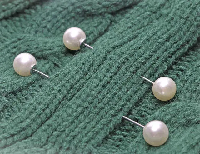 Alt view image 3 of 5 - Brooches Pins 4 Pieces Sweater Shawl Clip Clasp Faux Pearl Safety Pins for Women Shirts Blouse Cinch Dresses Cardigan Collar Pants (White)