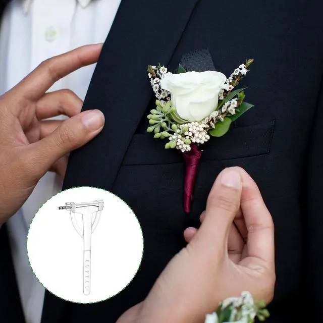Alt view image 7 of 7 - 20 Pack Boutonnieres Safety Pins, DIY Corsage Safety Pins Plastic Triangle Corsage Pin T-Shaped Corsages Pin DIY Flower Brooch Boutonniere Supplies, T Shape Safetys Clips Holder for Wedding, White