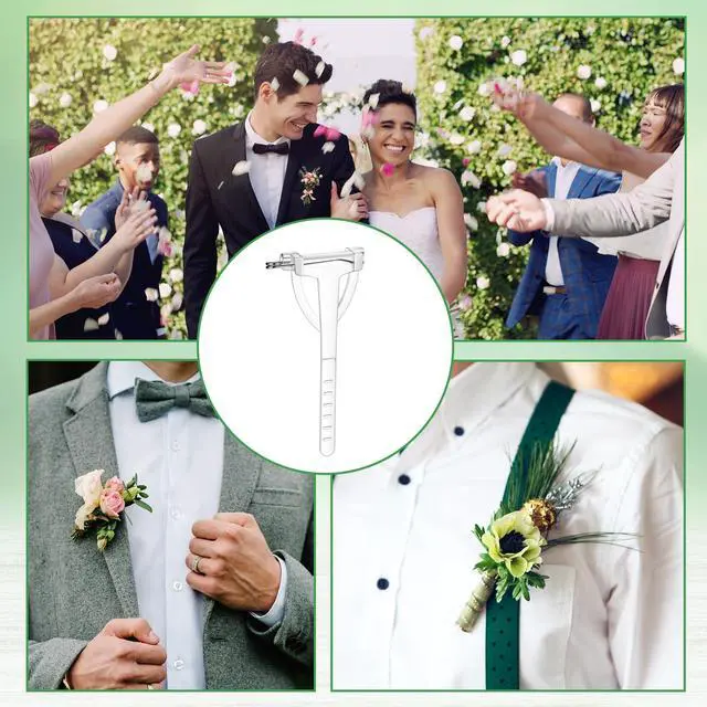 Alt view image 5 of 7 - 20 Pack Boutonnieres Safety Pins, DIY Corsage Safety Pins Plastic Triangle Corsage Pin T-Shaped Corsages Pin DIY Flower Brooch Boutonniere Supplies, T Shape Safetys Clips Holder for Wedding, White