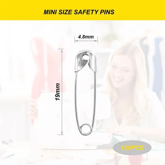 Alt view image 2 of 6 - 120 Pcs Small Safety Pins Silvery,0.75Inch/19mm Silvery Safety Pins for Clothes Metal Tiny Clothes Pin Rust Resistant Mini Safety Pin for Art Crafting,Sewing,Jewelry Making