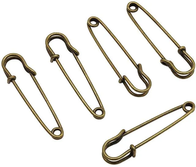 Alt view image 2 of 5 - 30 Pack 2 Inch/50MM Heavy Duty Safety Pins, Bronze | Steel, Large Brooches, Sharp Tip, For Crafts/Blankets