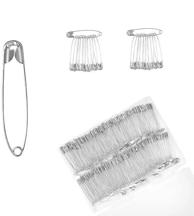 Main image of 200 Pcs Silver Safety Pins, 2.16Inch/55mm Versatile Clothing Tag Pins for DIY Sewing,Repair/Crafting & Fashion Accessories Making