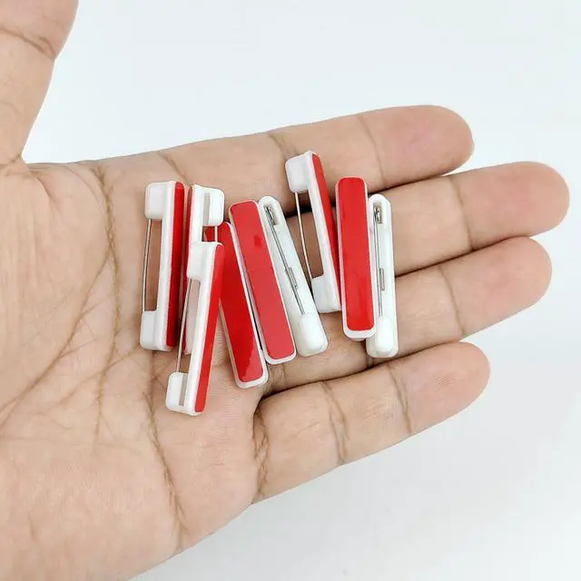 Alt view image 4 of 7 - 30 Pcs Safety Pins with Sticky Strips, 1.46 Inch Safety Badge Pins for Name Tags, ID Cards, and DIY Crafts