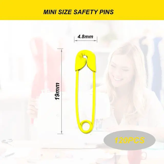 Alt view image 2 of 7 - Yellow Safety Pins,Small Safety Pins for Clothes,19mm Metal Mini Saftey Pin for Tag Art Crafting Sewing Jewelry Making (120Pcs/Box)