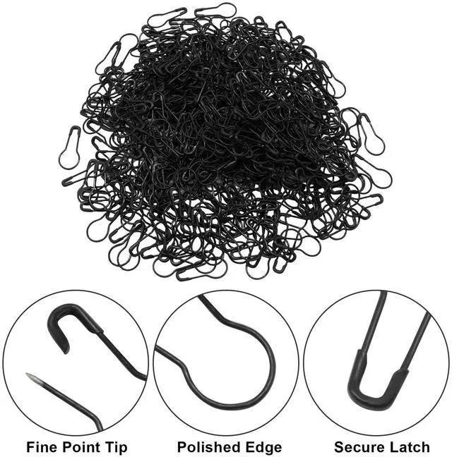 Alt view image 3 of 5 - Bulb Pins, 0.87 Inch, 500 Pcs, Black | Small Gourd Safety Pins, For Sewing, Knitting Stitch Markers, Clothing Tags & Craft Projects, Includes Storage Box